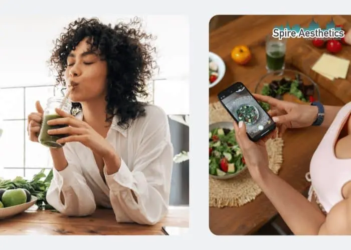 Image of woman looking into her diet and fat freezing Addlestone to improve her health